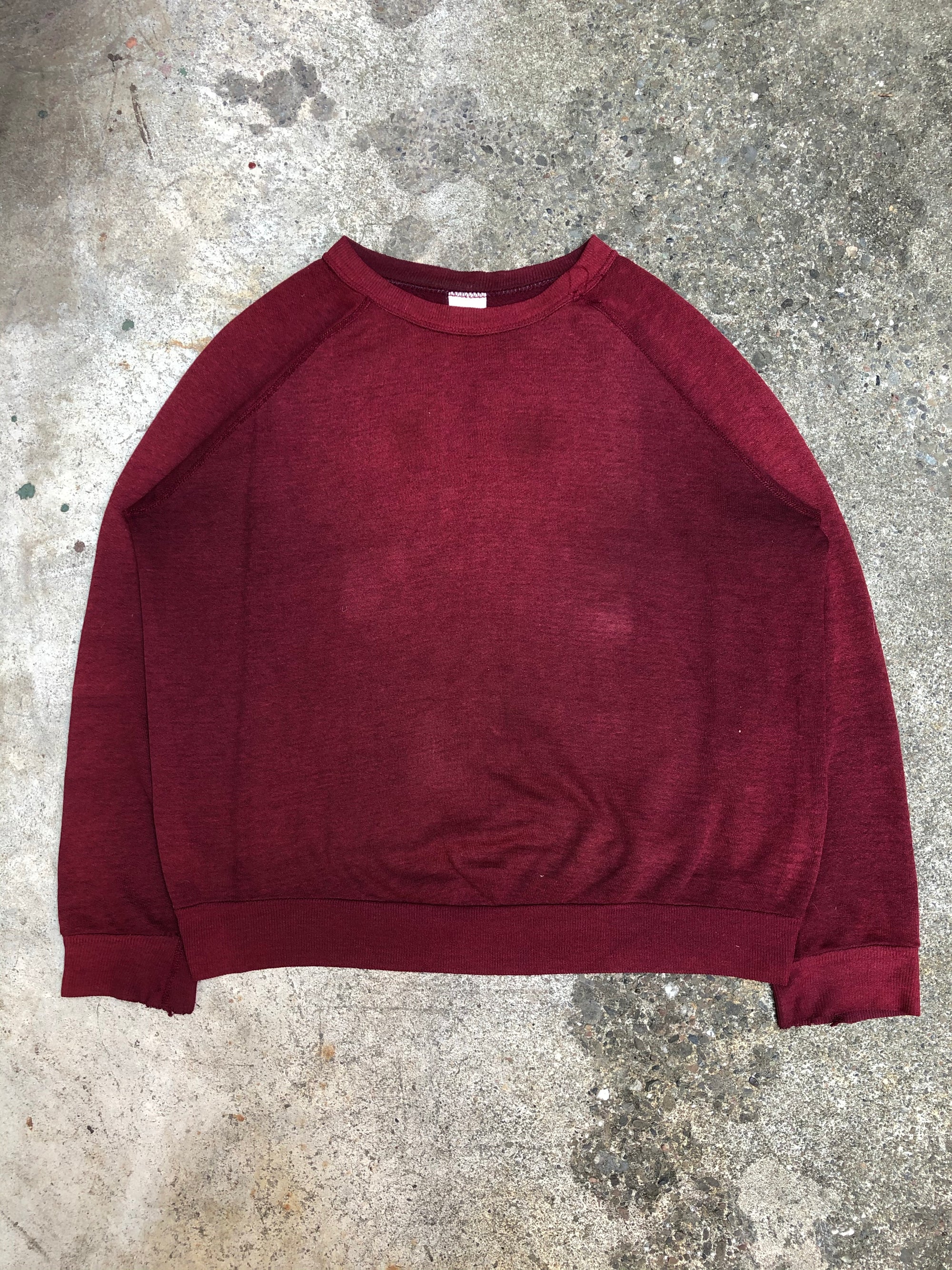1980s Sun Faded Red Blank Raglan Sweatshirt