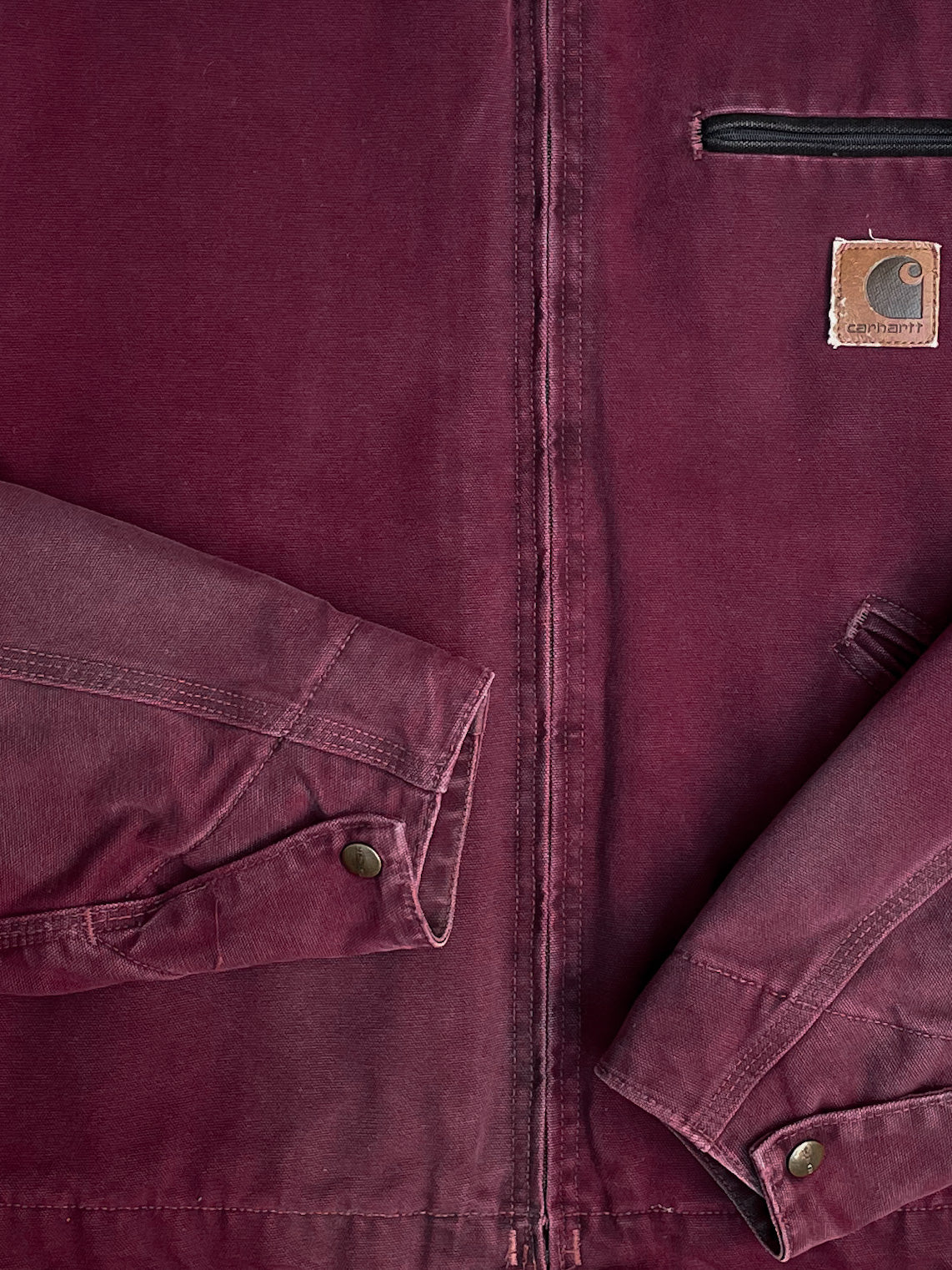 1990s Carhartt Faded Crimson Red Lined Work Jacket (M)