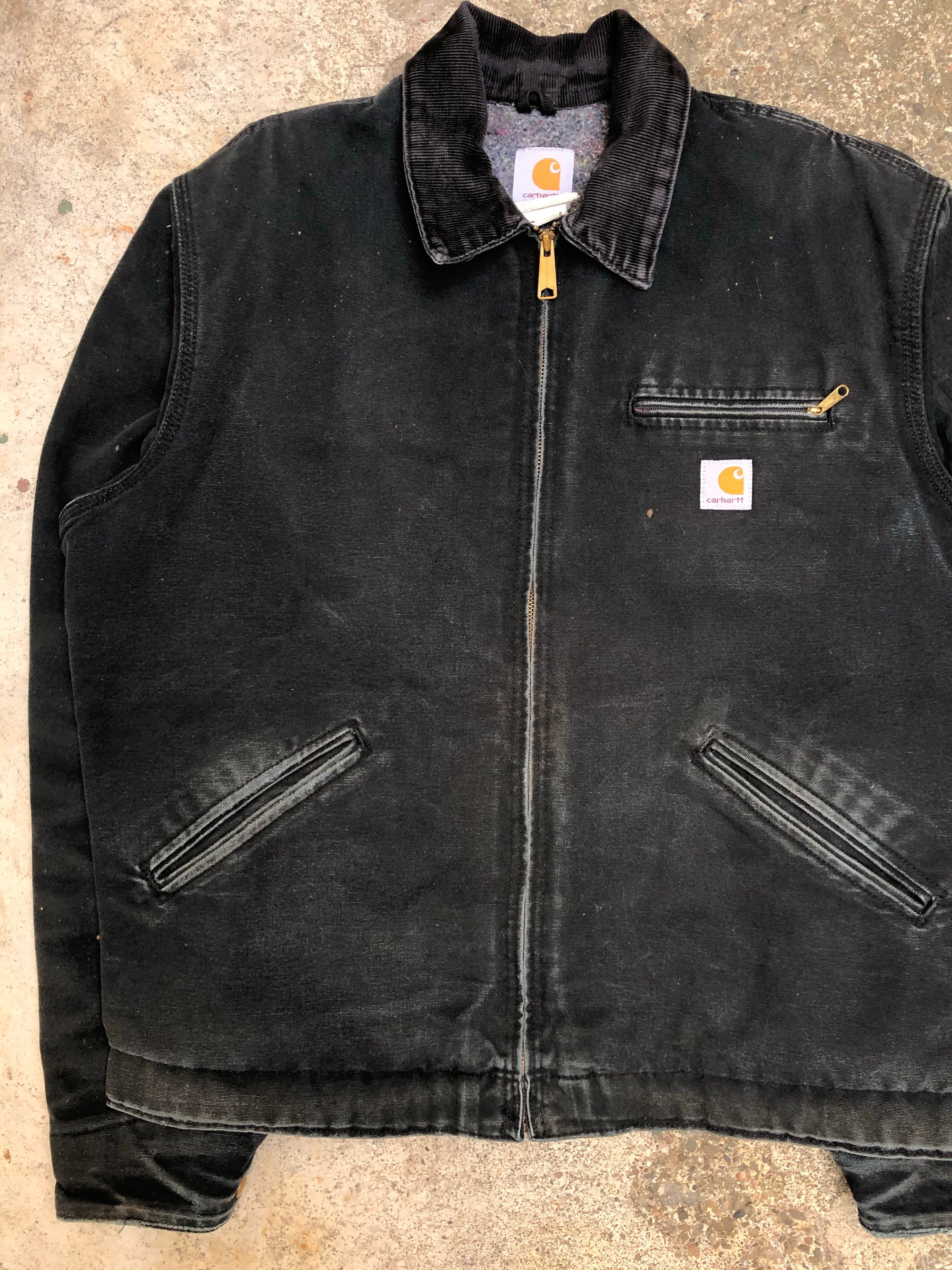 1990s Carhartt Faded Black Lined Work Jacket