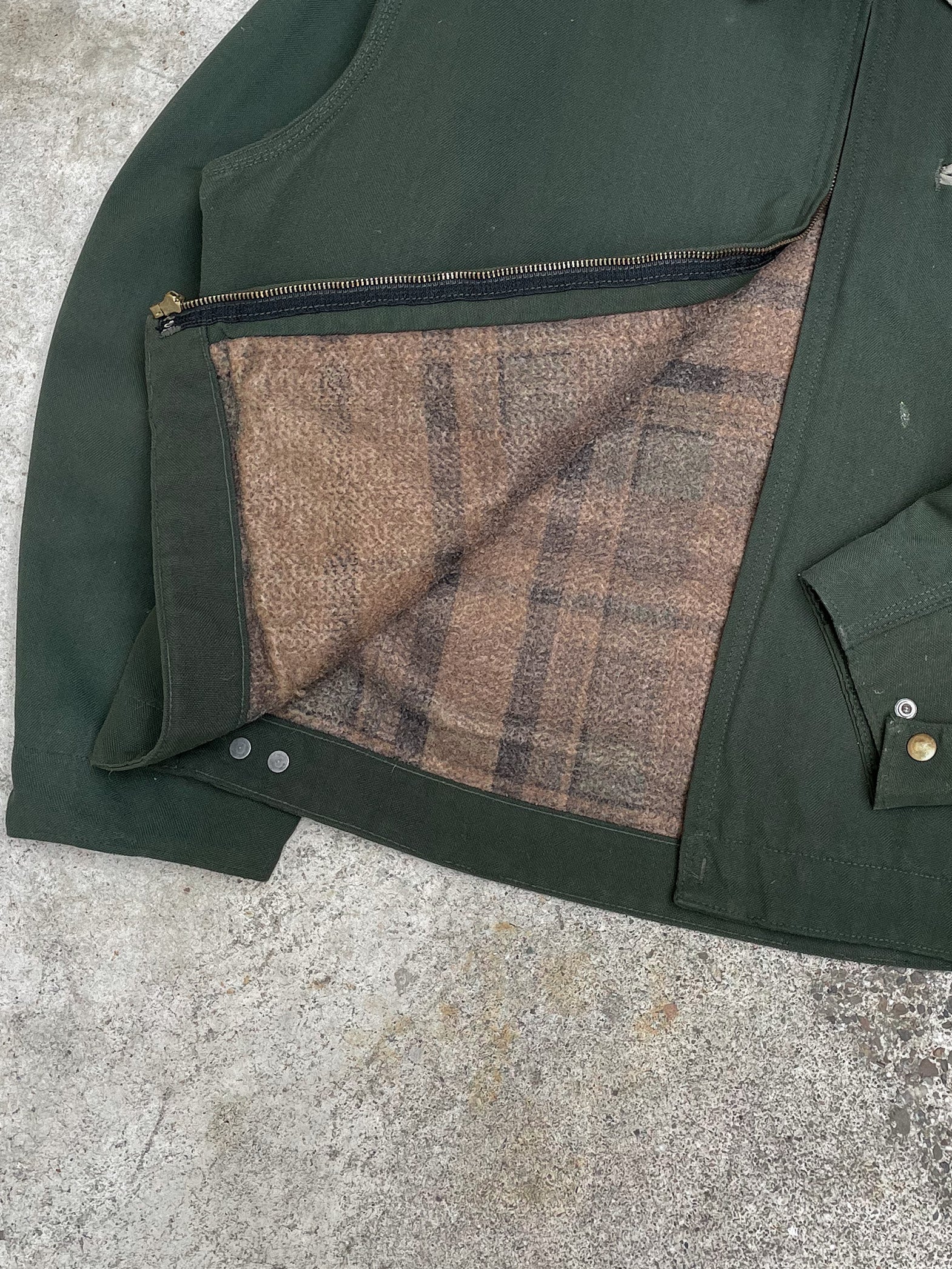 1990s Carhartt Faded Pine Green Lined Work Jacket (L/XL)