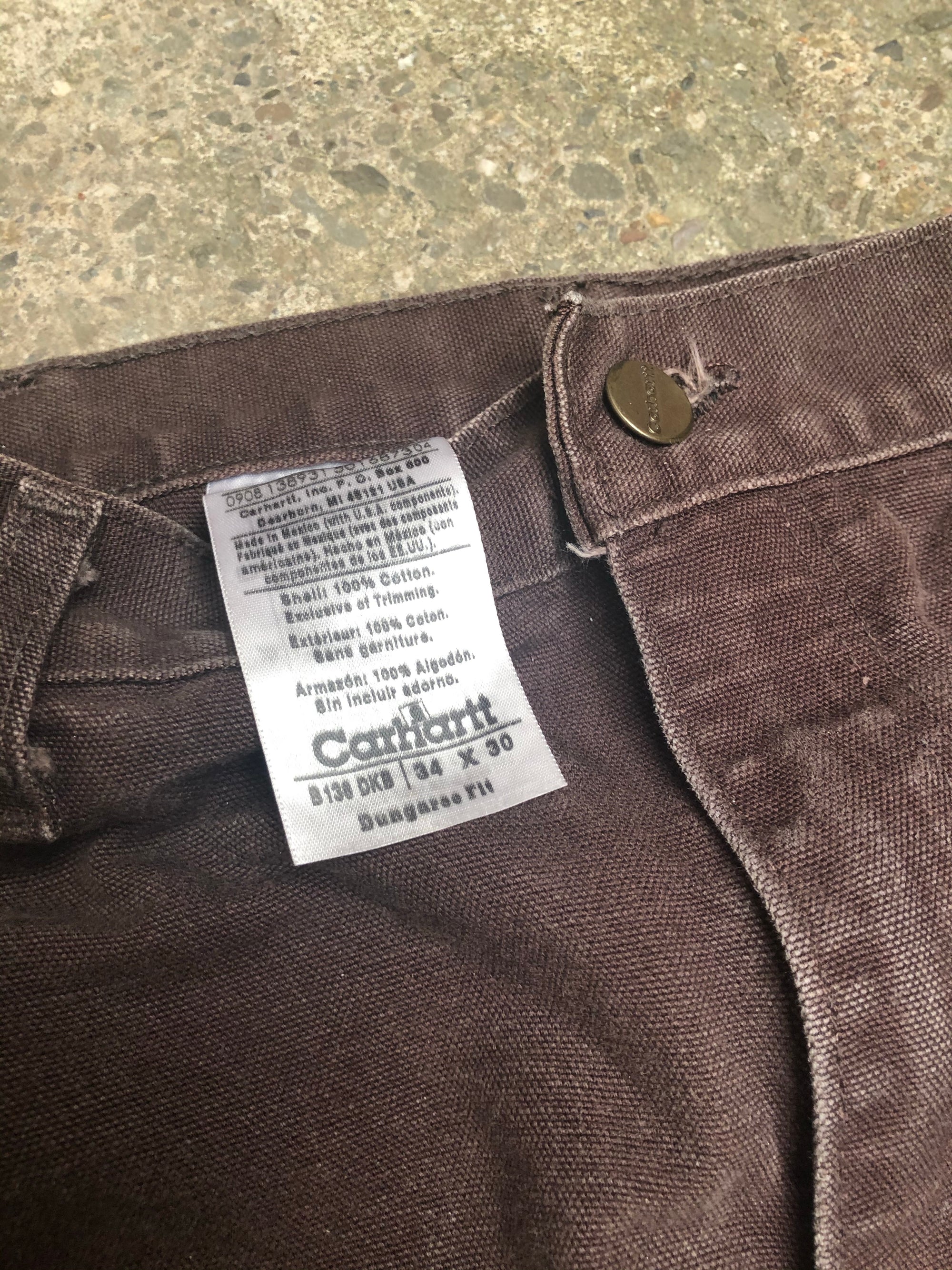 Carhartt B136 Dark Brown Double Front Knee Work Pants (33X28)