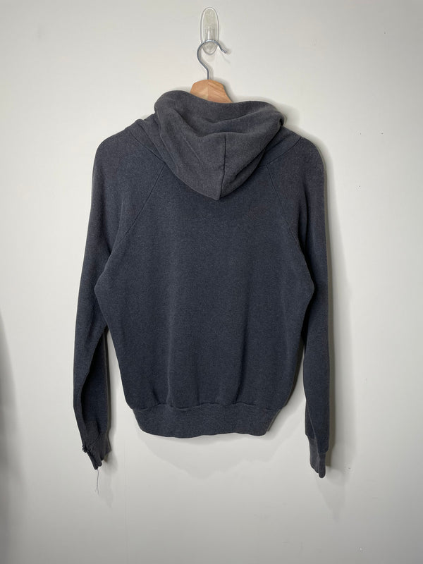 1980s Faded Charcoal Blank Raglan Hoodie (M)