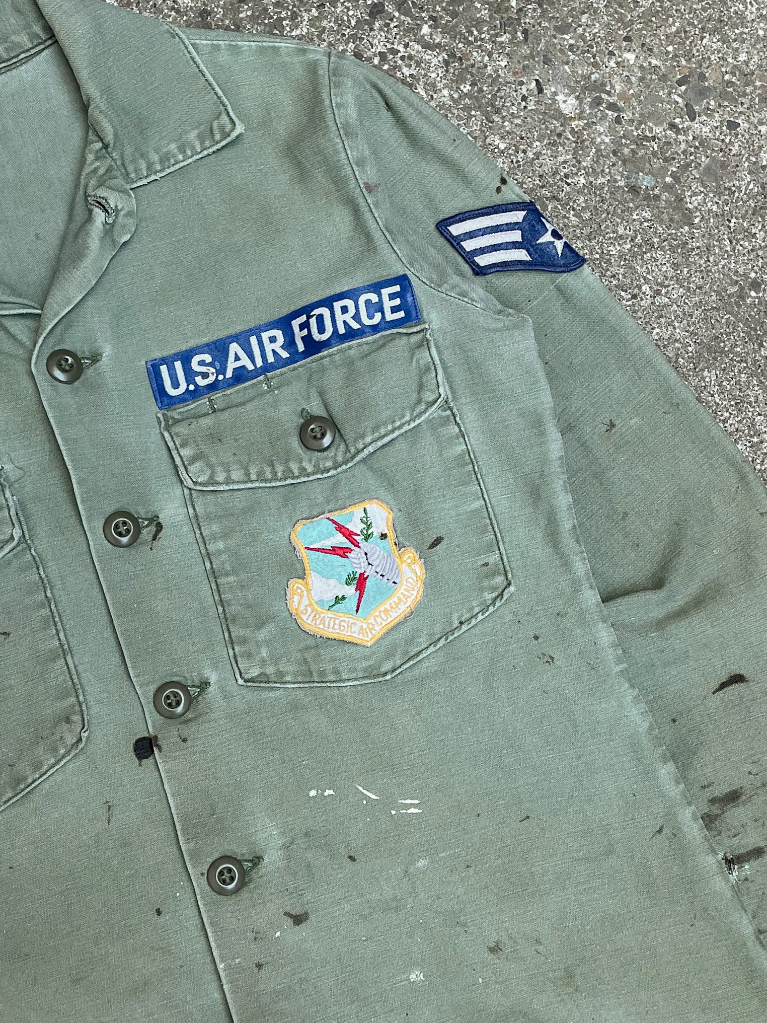 1970s OG-107 Patch Military Shirt (S/M)