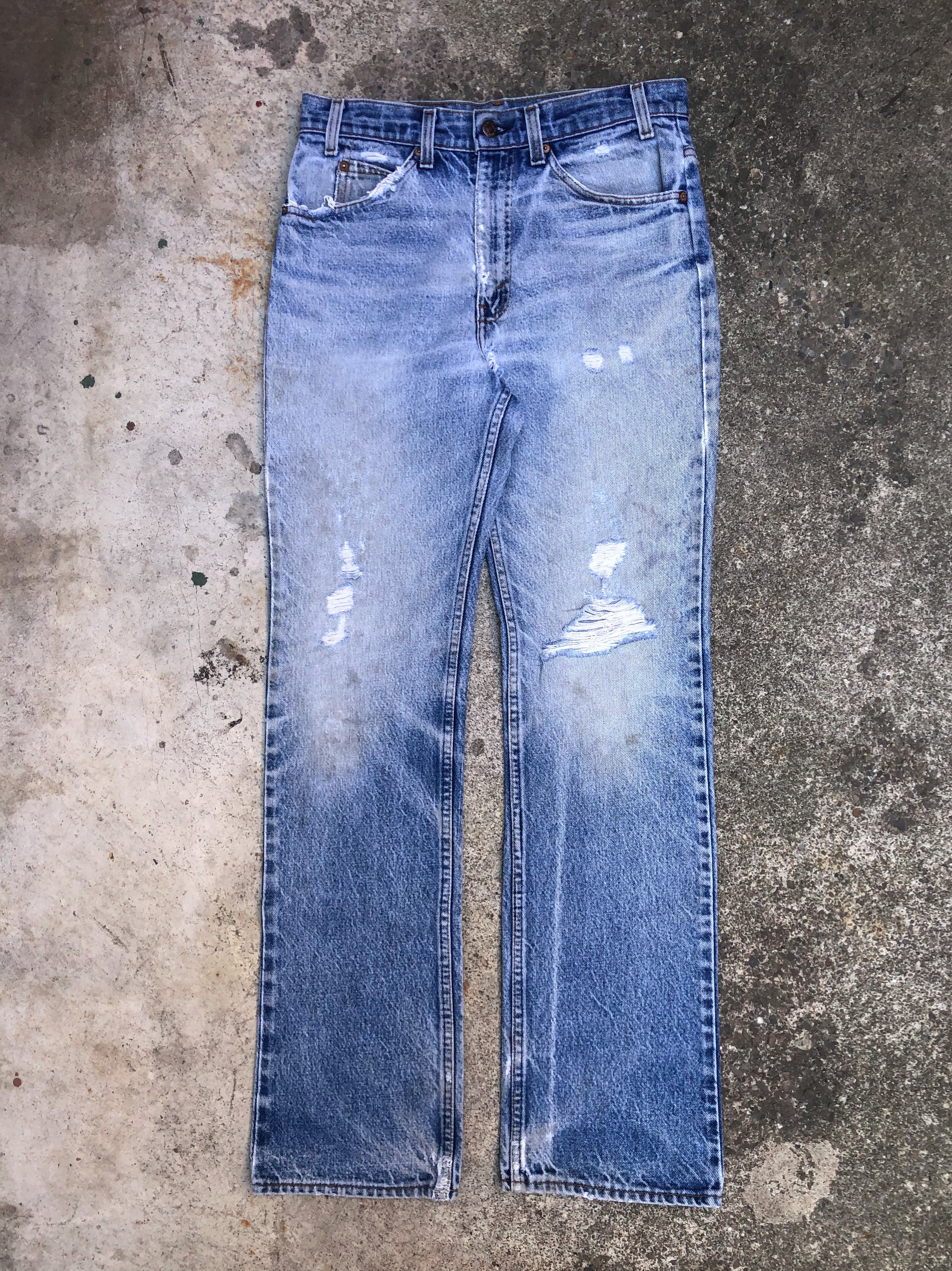 1980s Orange Tab Levis Distressed Blue 517 (31X32)