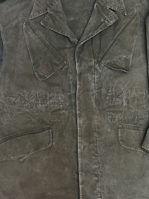 1950s Repaired Faded Green Dutch Military Field Jacket