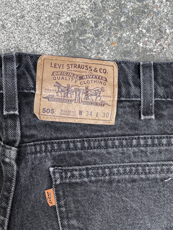 1990s Orange Tab Levi’s Faded Black 505 Released Hem (33X28)