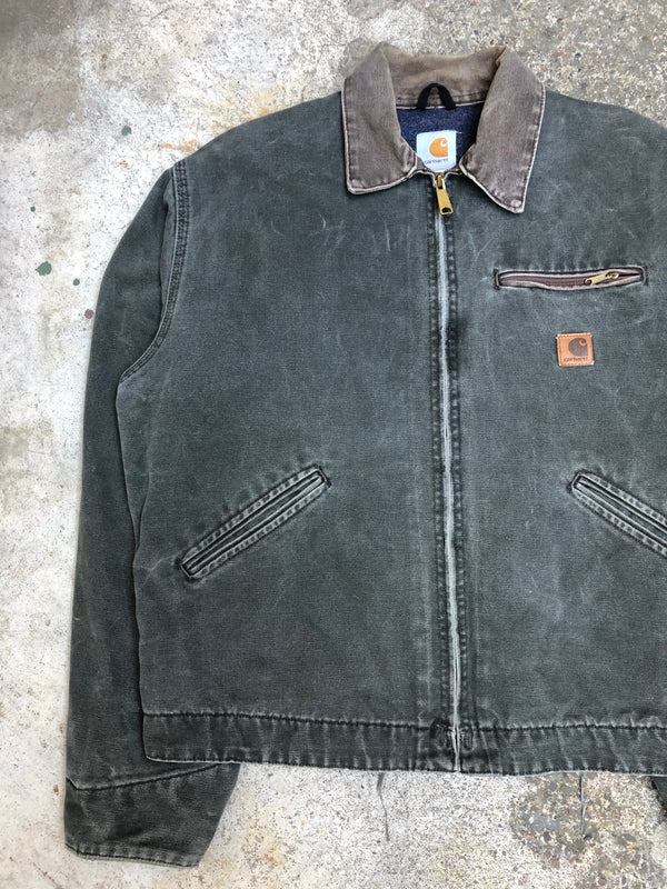 1990s Carhartt Faded Moss Green Lined Work Jacket