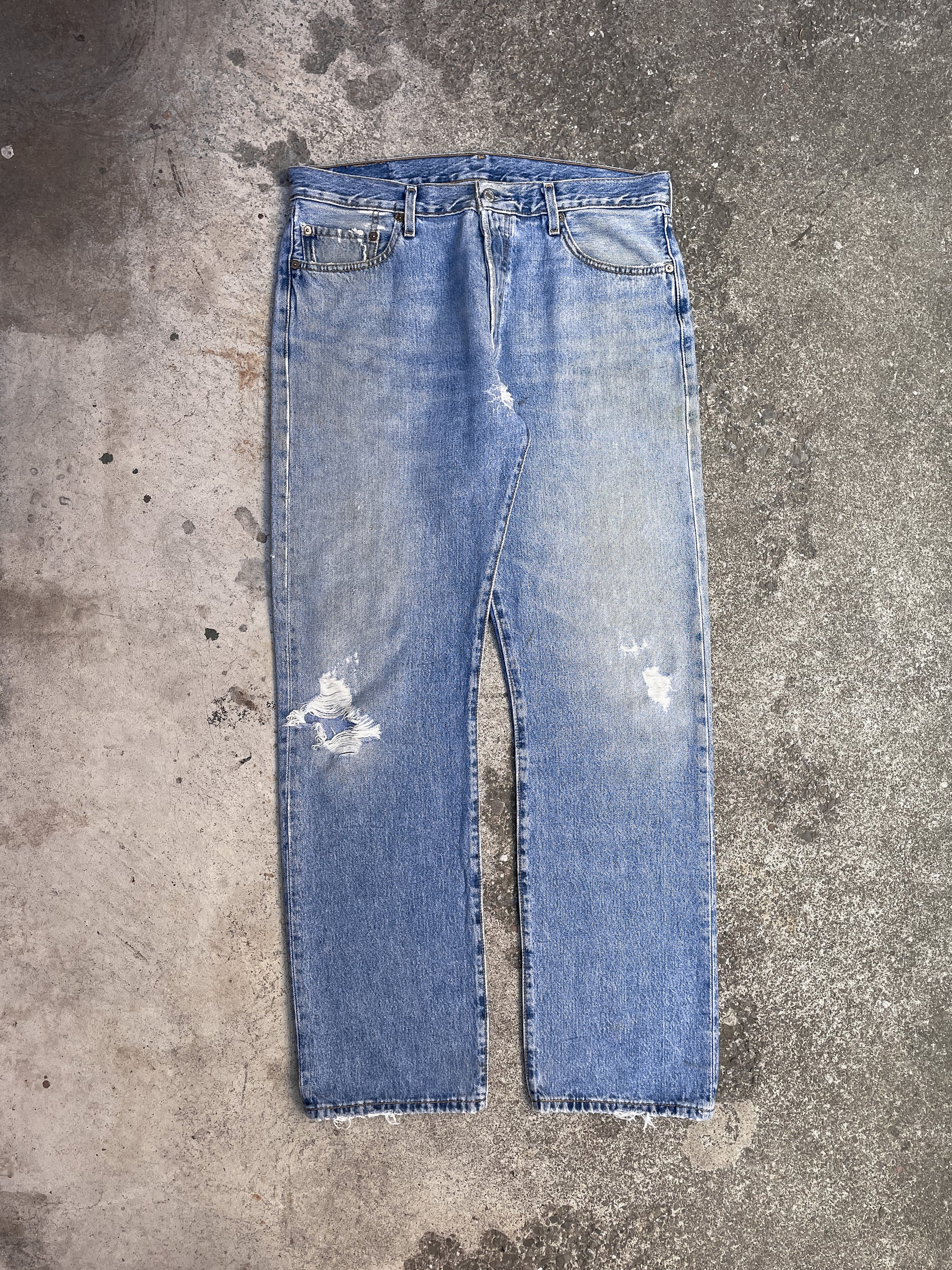 2000s Levi’s Repaired Distressed Blue 501 (34X32)