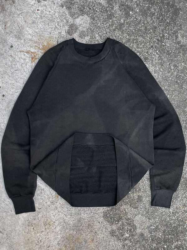 1980s Sun Faded Black Raglan Sweatshirt