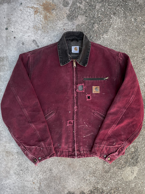 1990s Carhartt Faded Crimson Red Lined Work Jacket (L)