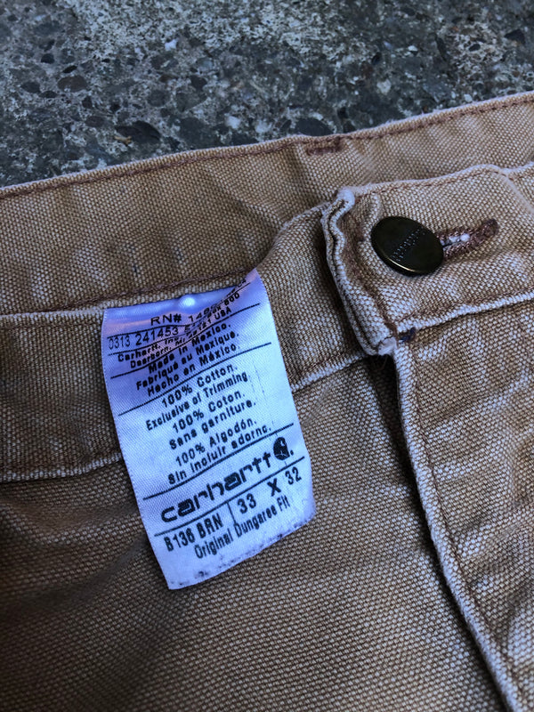 Carhartt B136 Tan Double Front Knee Work Pants (32X31)