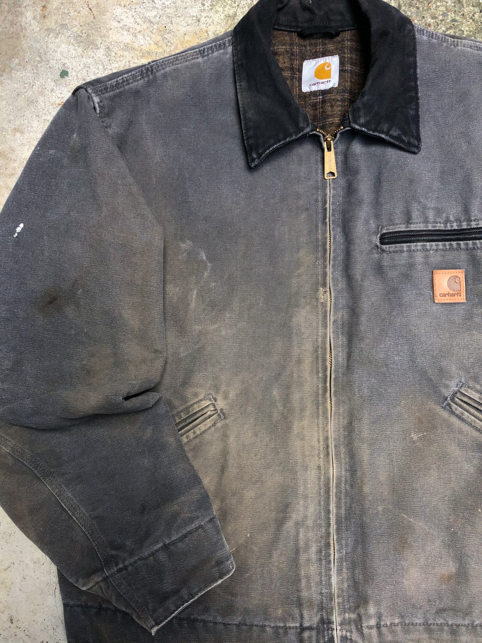 1990s Carhartt Dusty Gravel Grey Lined Work Jacket (L)