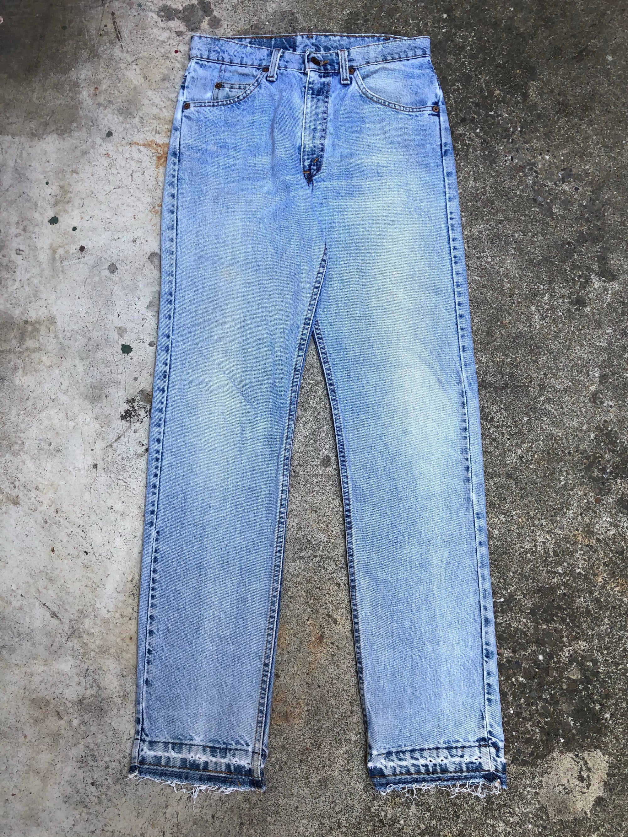 1990s Orange Tab Levis 505 Faded Blue Released Hem (29X32)