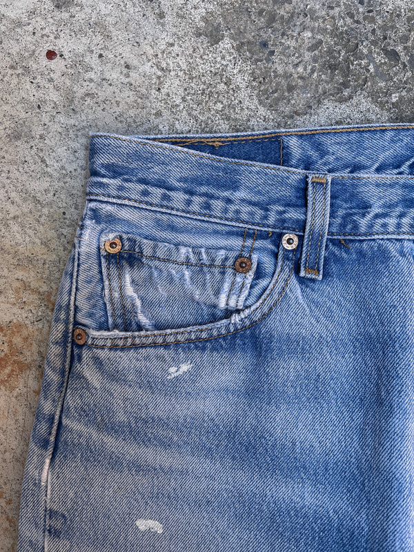 1990s Levis Distressed Faded Blue 501XX (31X30)