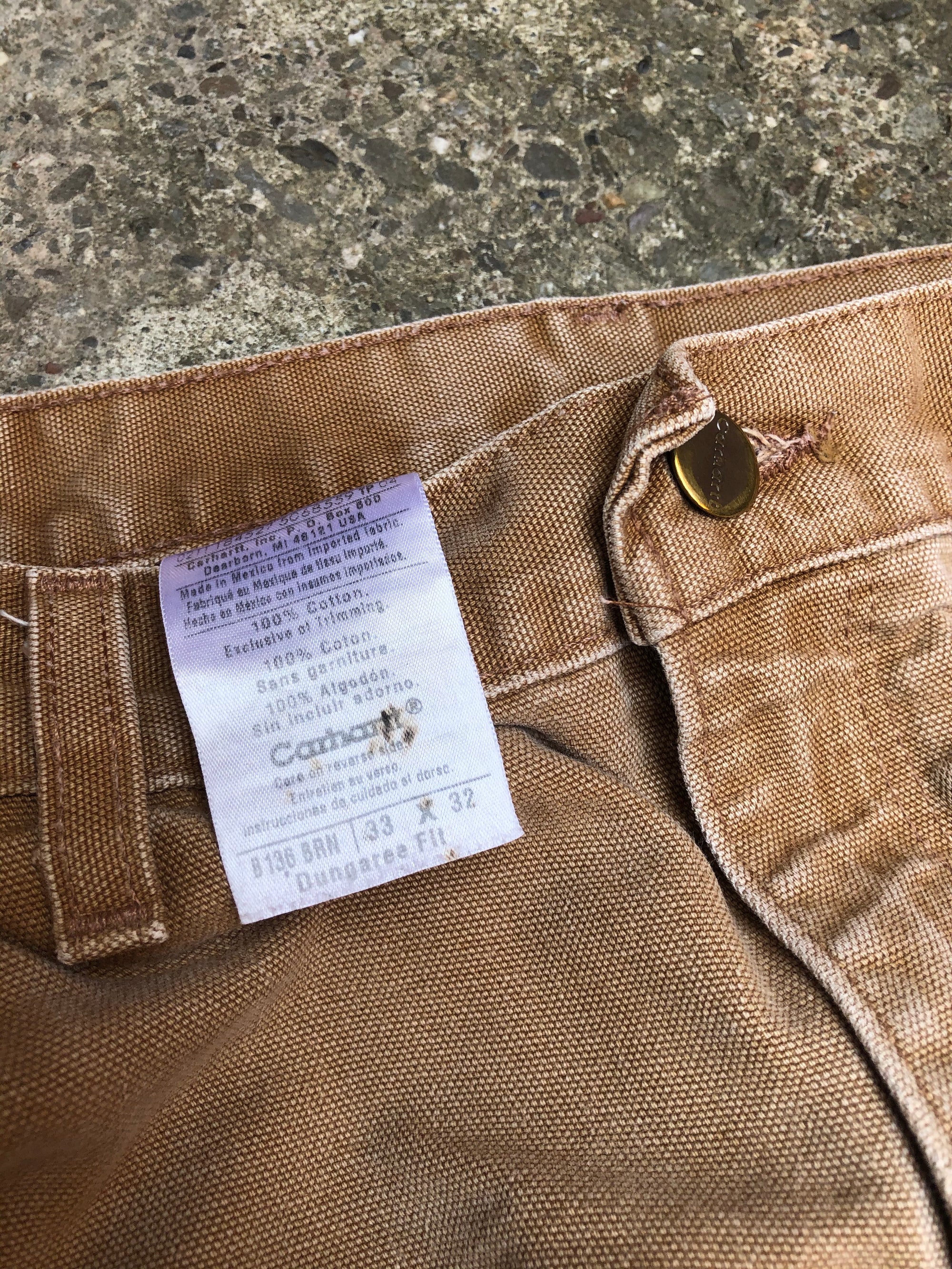 Carhartt B136 Tan Double Front Knee Work Pants (33X31)