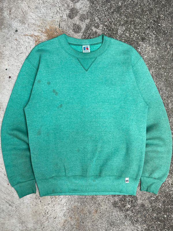 1990s Russell Faded Green Blank Sweatshirt