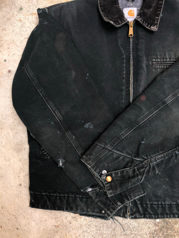 1990s Carhartt Sun Faded Black Lined Work Jacket