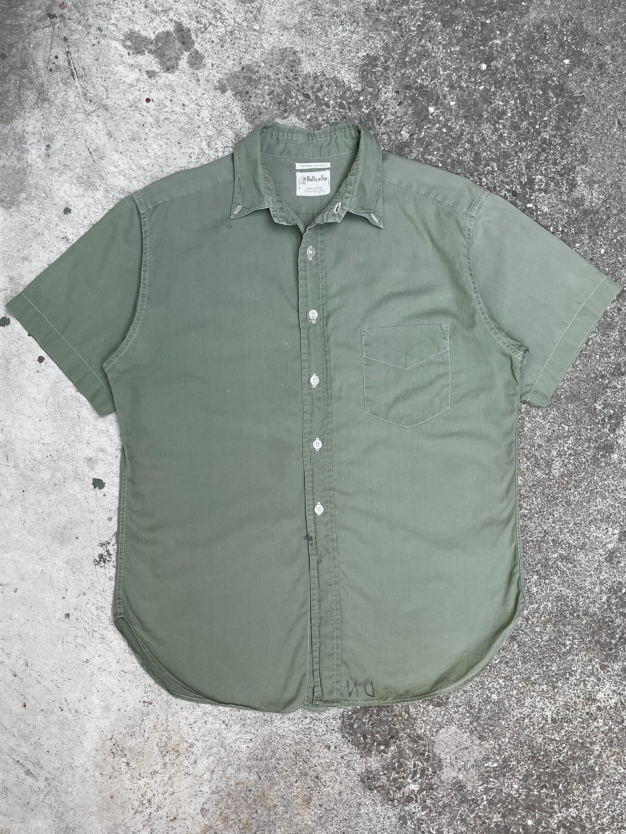 1970s Faded Green Japan Short Sleeve Button Up Shirt (M)