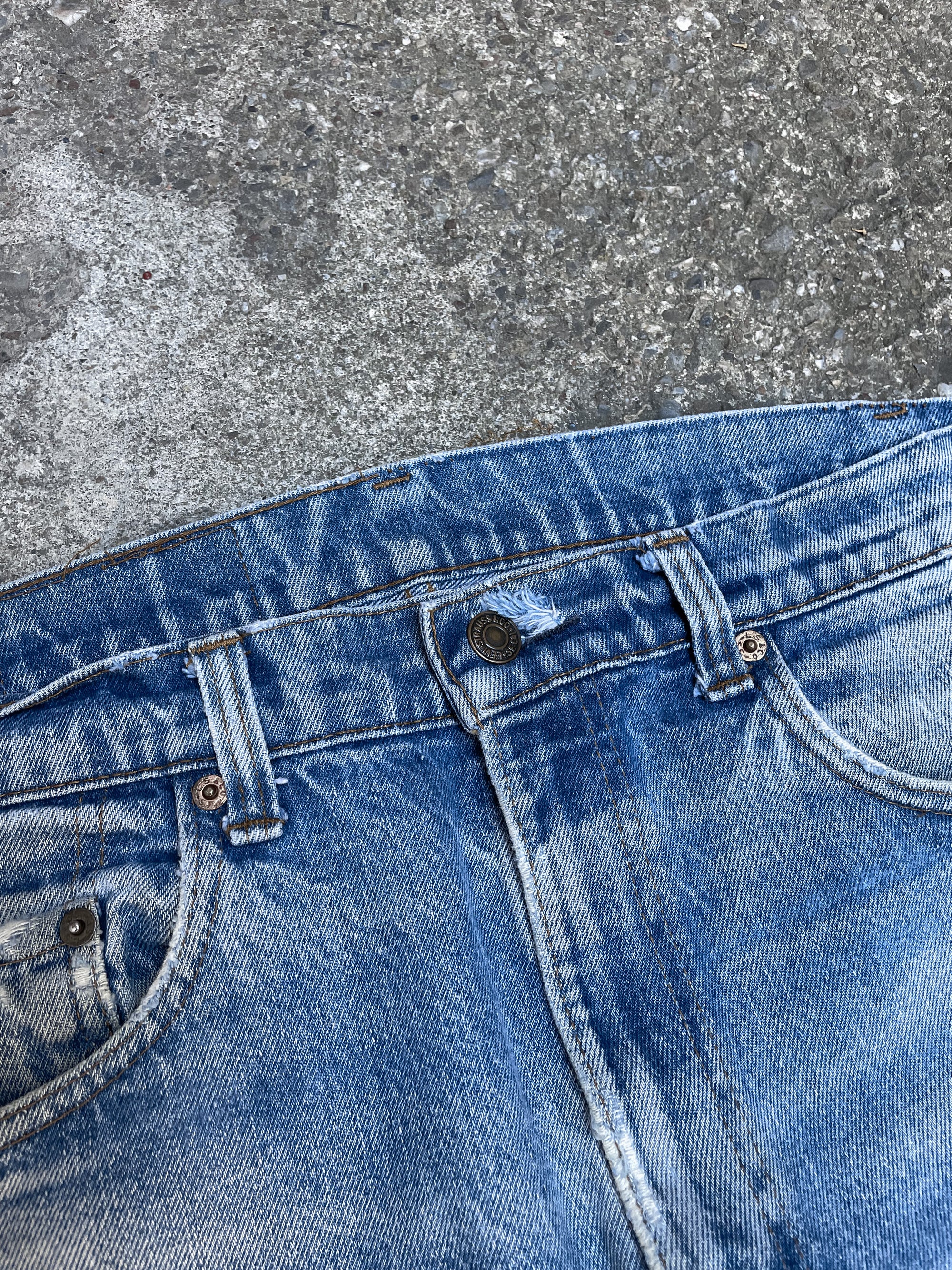 1980s Levis Bandana Repaired Distressed Faded Blue 505 Talon Zip