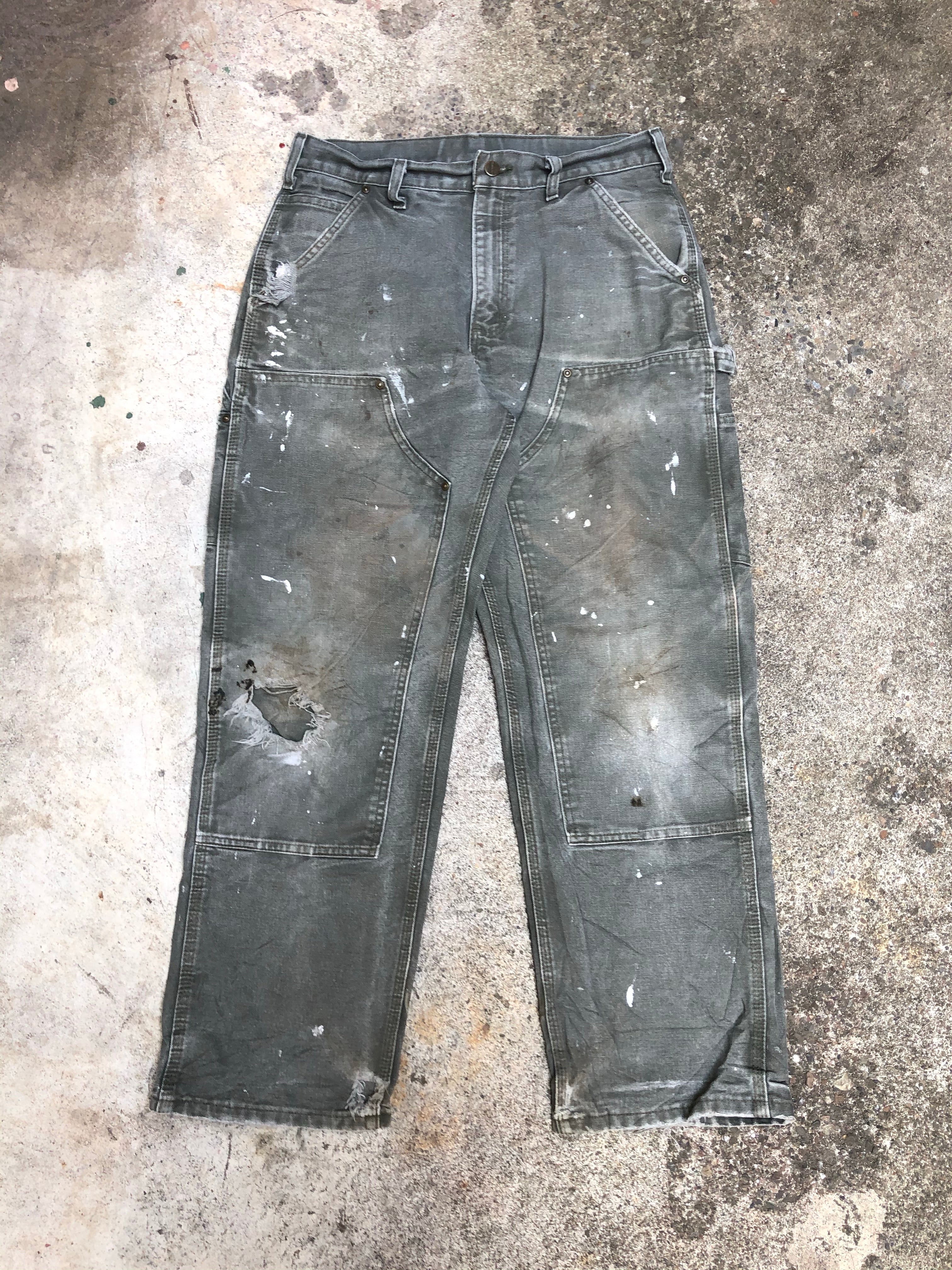 Carhartt B136 Moss Green Double Front Knee Work Pants (31X29