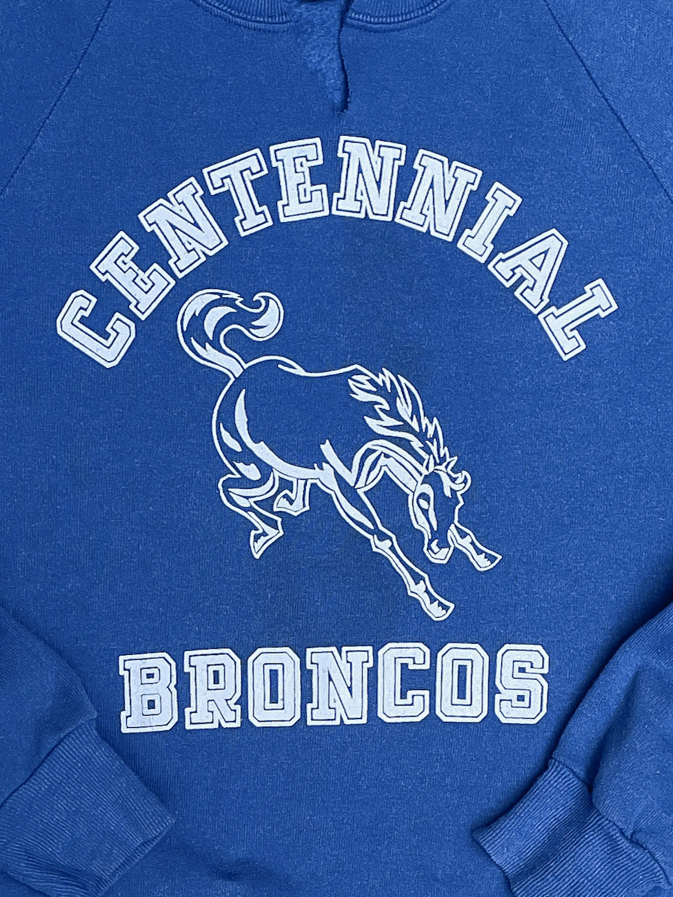 1980s “Centennial Broncos” Distressed Raglan Sweatshirt (M)