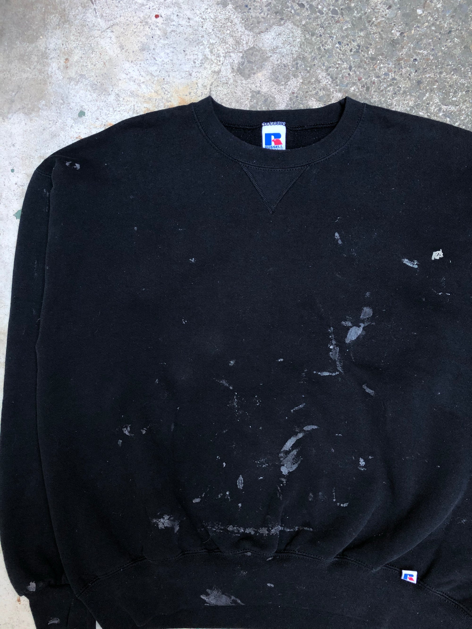 1990s Russell Black Blank Paint Sweatshirt