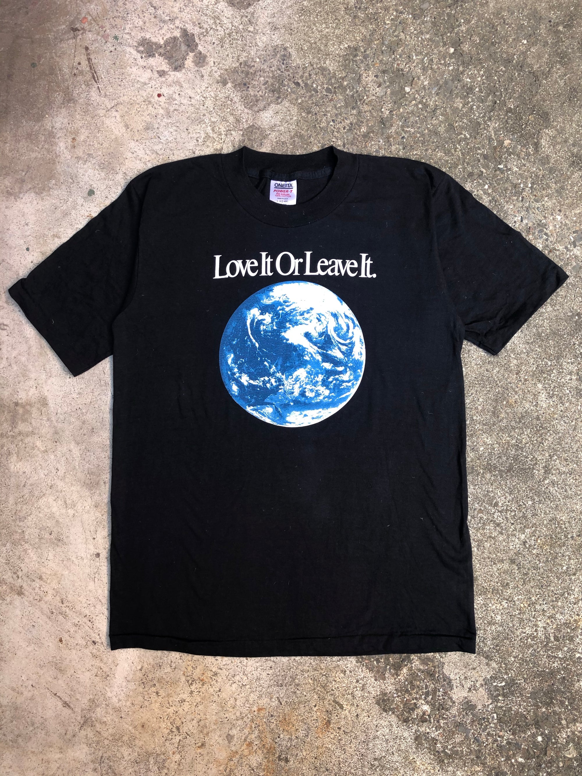 1990s Black “Love It Or Leave It” Earth Tee