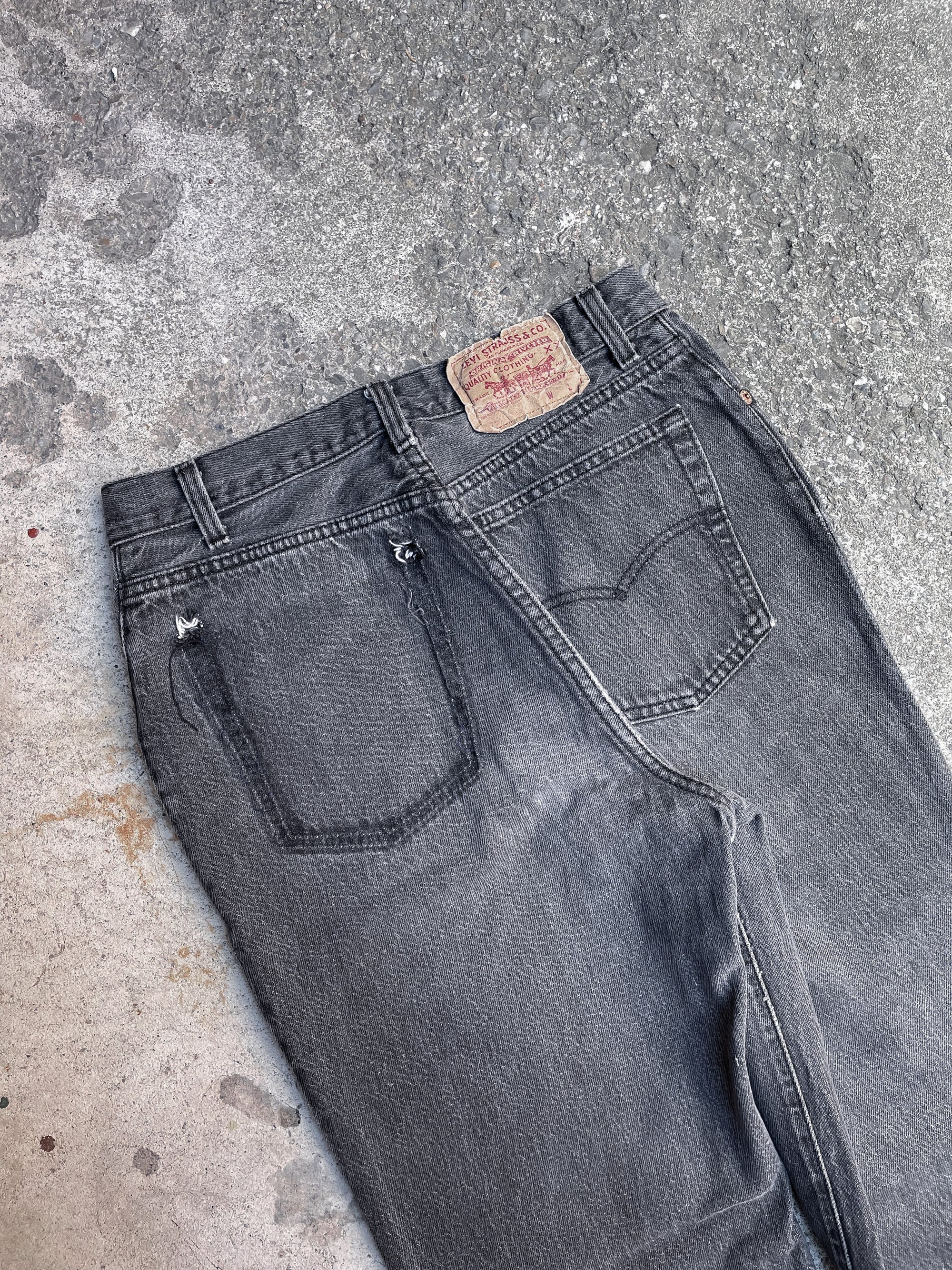 1980s/90s Levis Faded Charcoal 501 Removed Pocket (28X30)