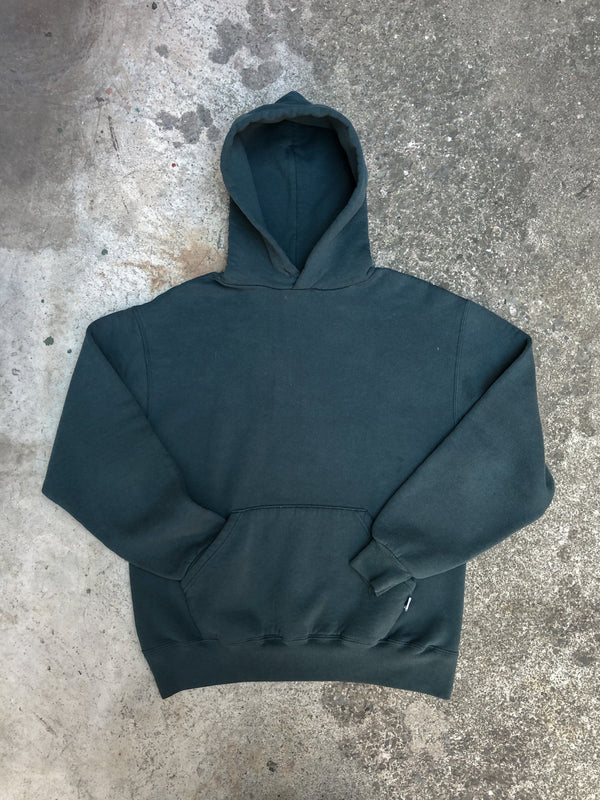 1990s Russell Faded Dark Sea Foam Blank Hoodie