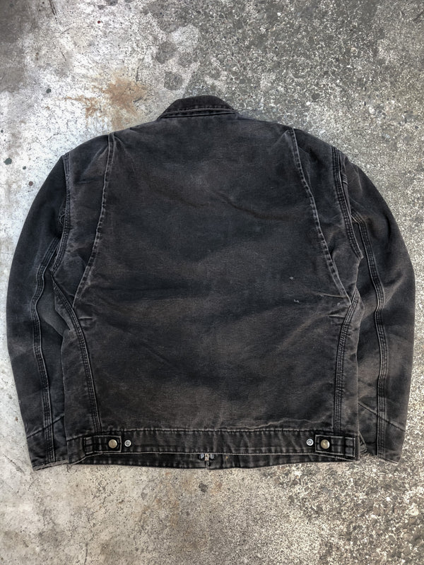 1990s Carhartt Faded Coal Black Lined Work Jacket (M)