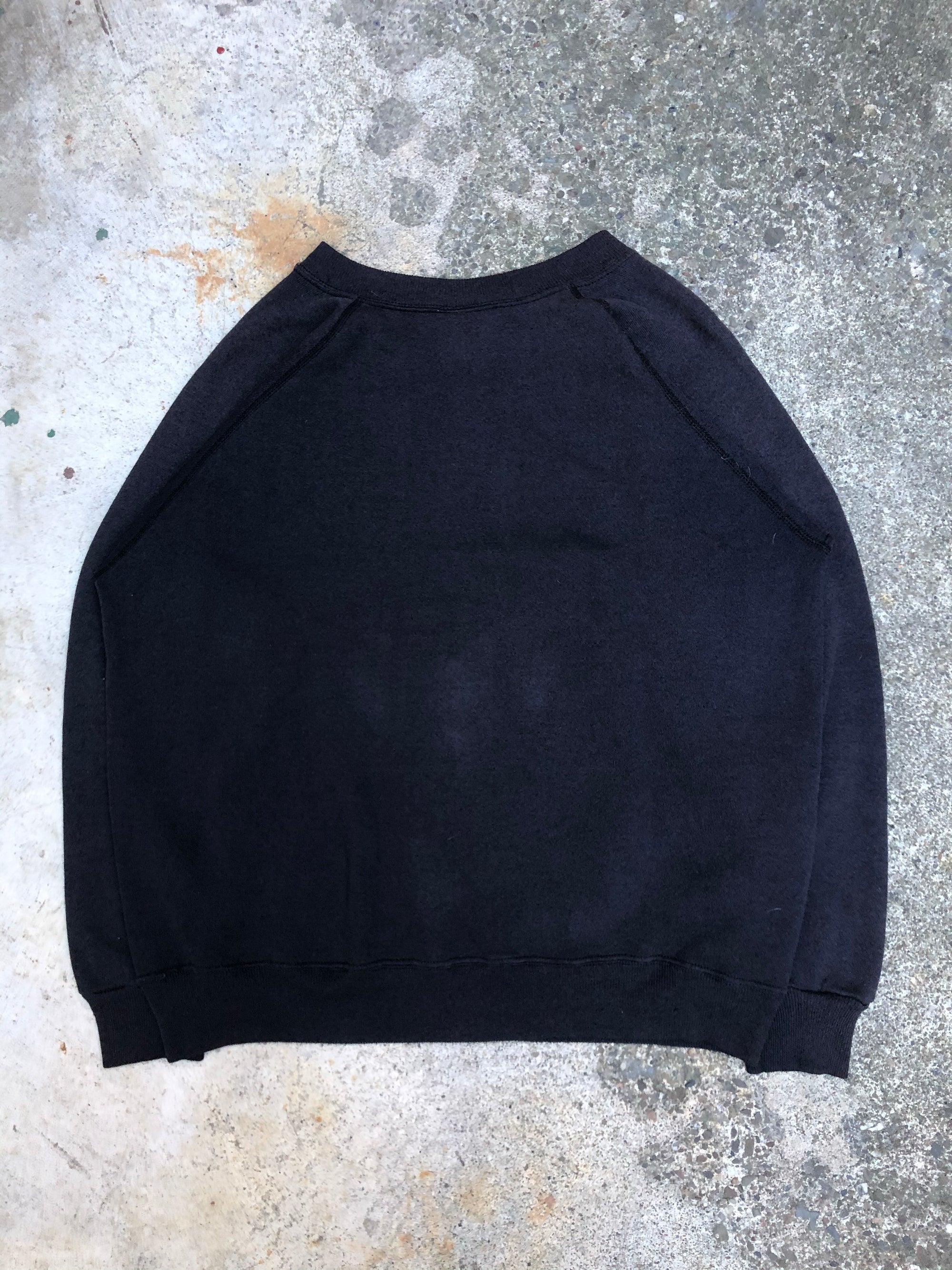 1990s Faded Black Blank Raglan Sweatshirt