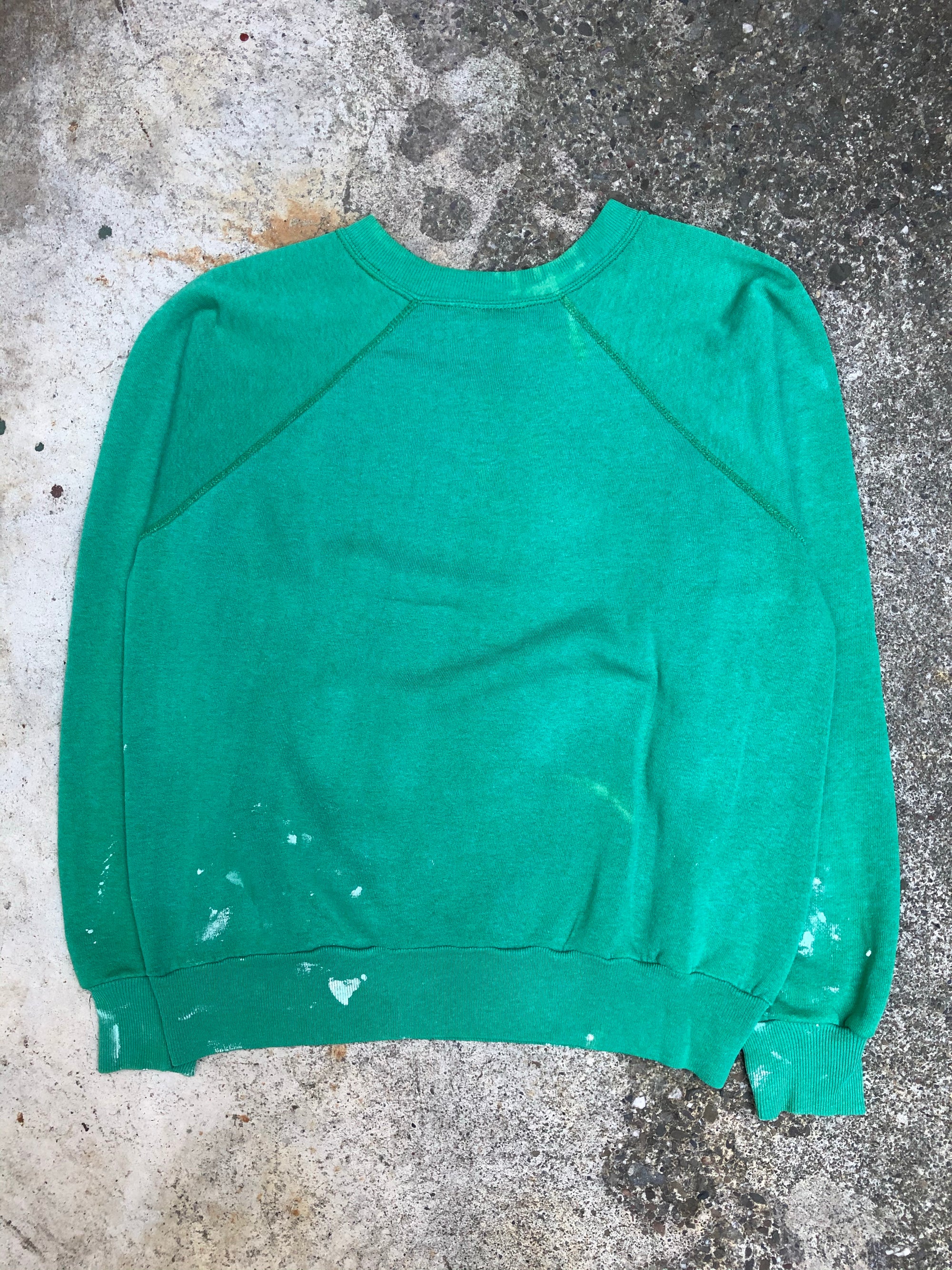 1970s Painted Faded Green Blank Raglan Sweatshirt