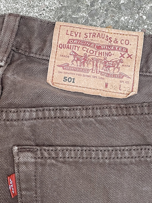 1990s Levi’s Faded Brown 501 Released Hem (30X31)