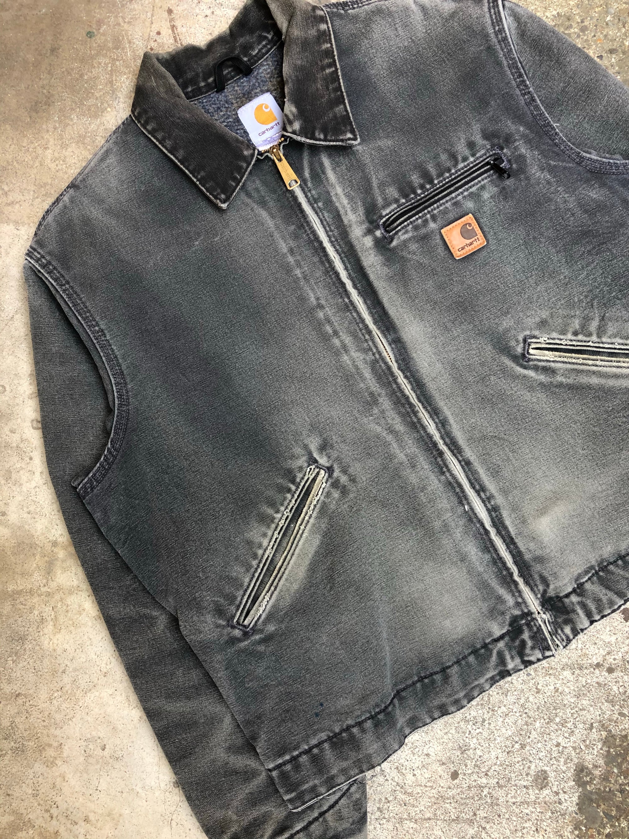 1990s Carhartt Faded Petrol Blue Lined Work Jacket