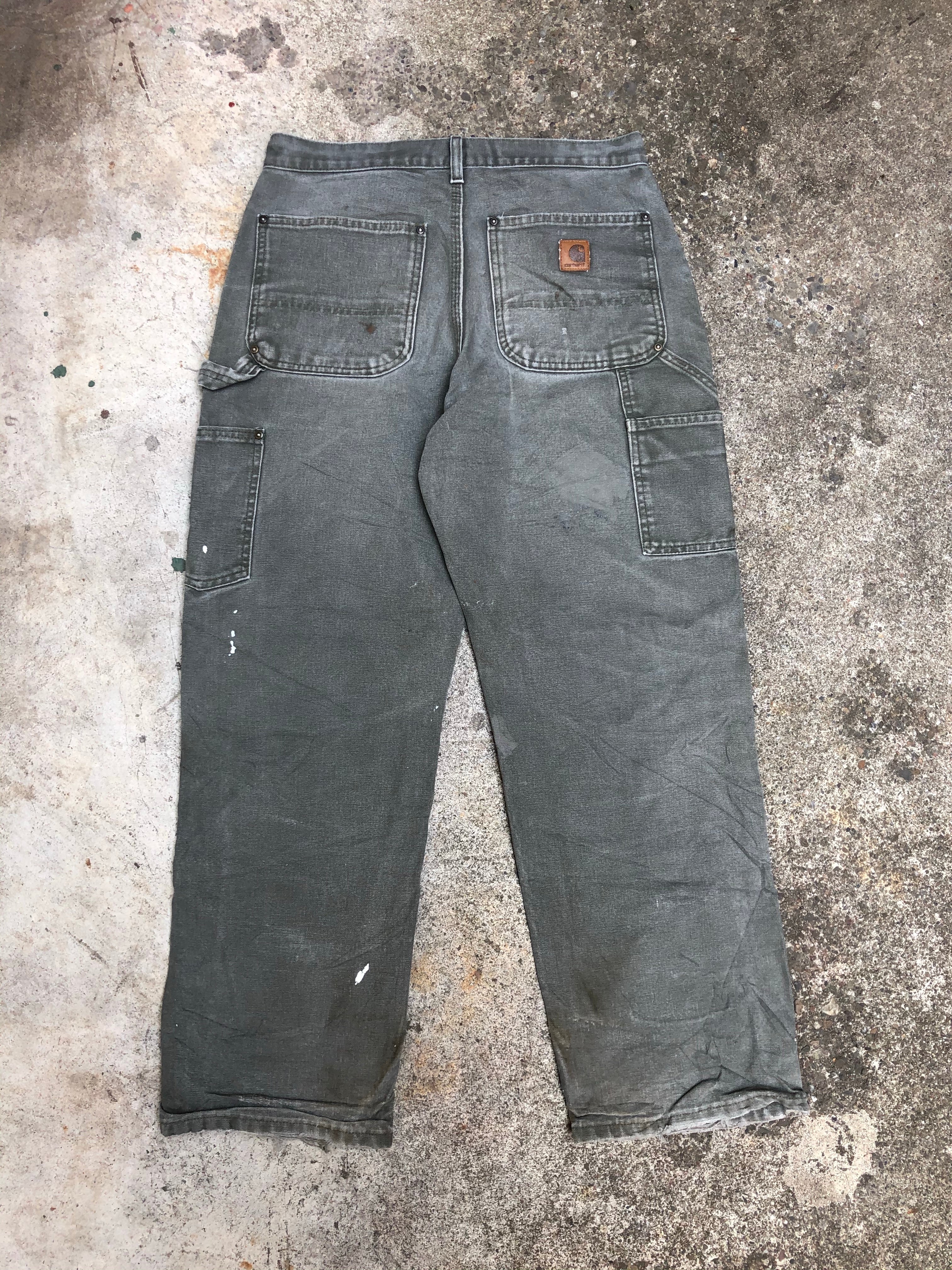 Carhartt B136 Moss Green Double Front Knee Work Pants (31X29