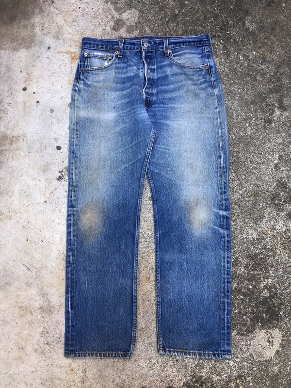 1990s Levis Worn In Blue 501 (33X28)