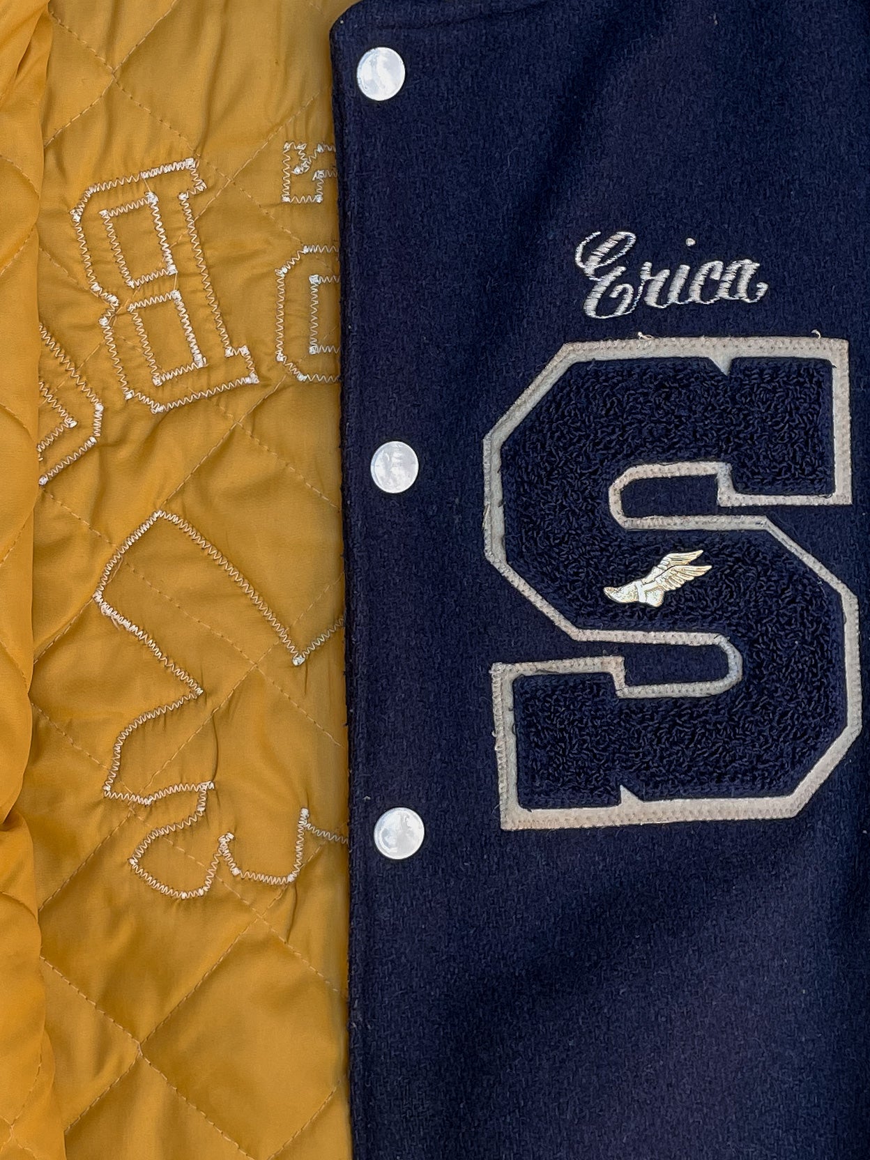 1980s Navy “Salisbury” Chain Stitched Wool Varsity Jacket