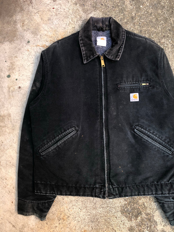 1990s Carhartt Faded Black Lined Work Jacket