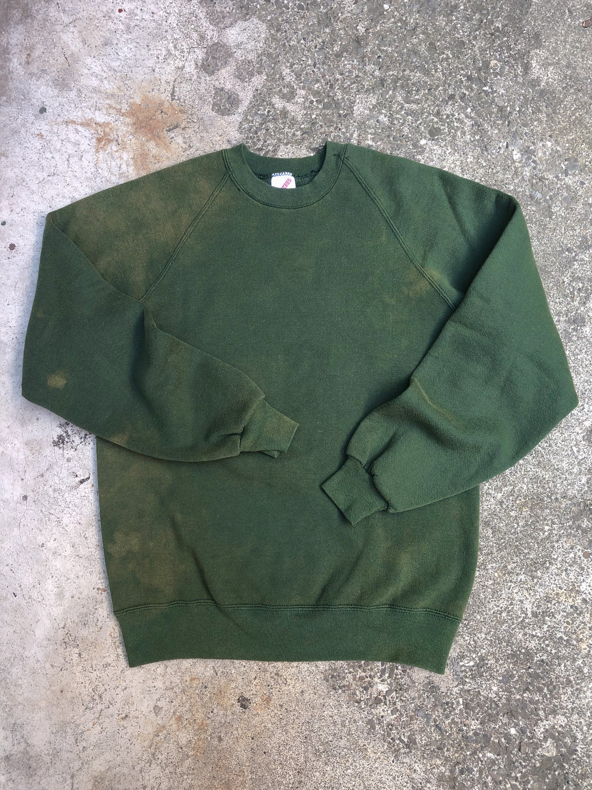 1980s Sun Faded Green Blank Raglan Sweatshirt