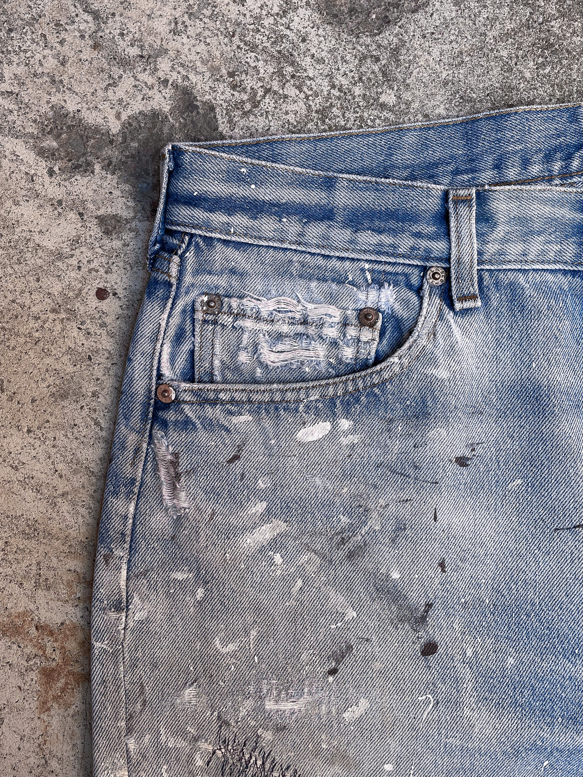 1990s Levi’s Repaired Painted Blue 501 (32X29)