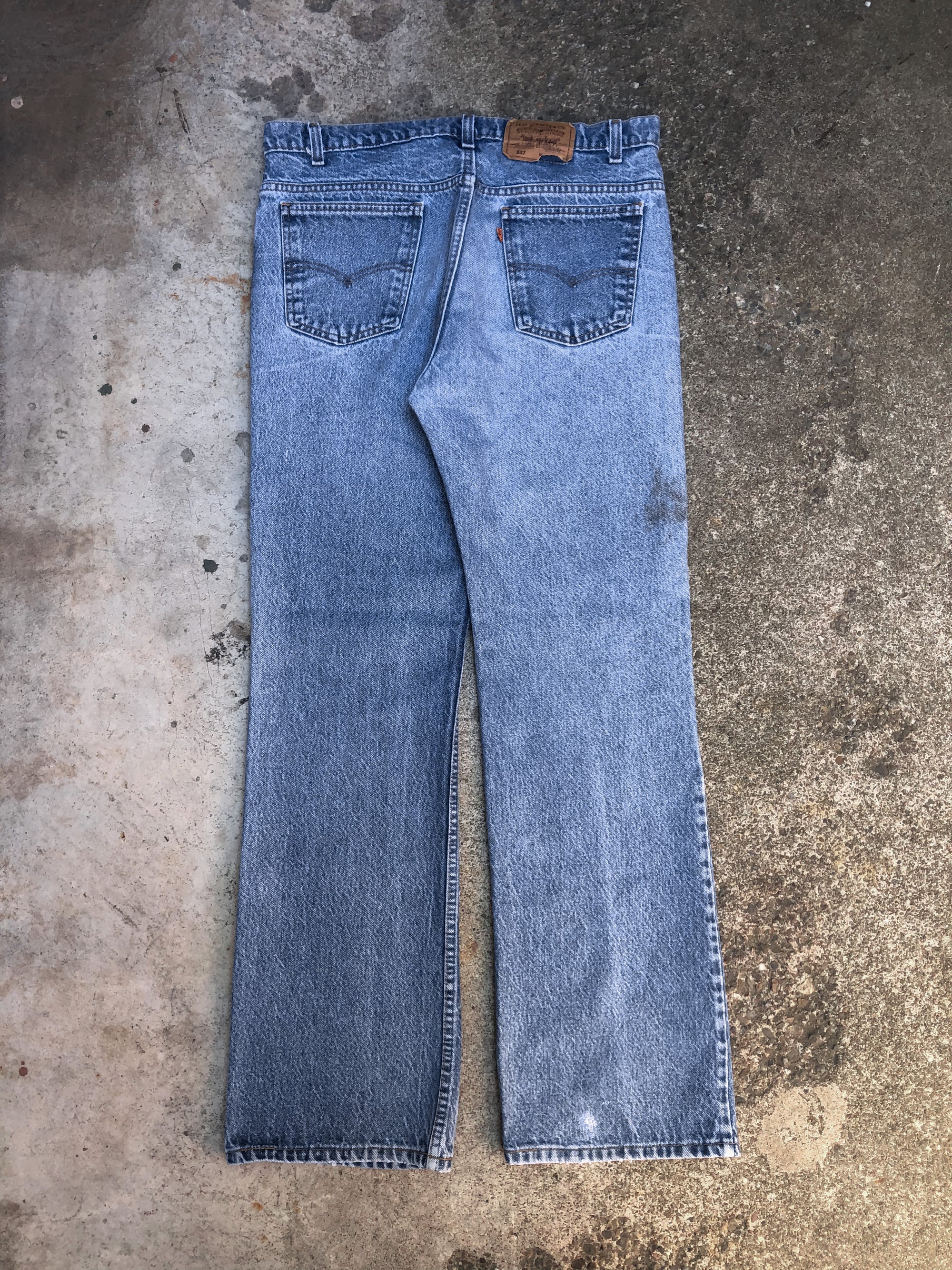 1990s Orange Tab Levis Worn In Blue 517 (36X32)