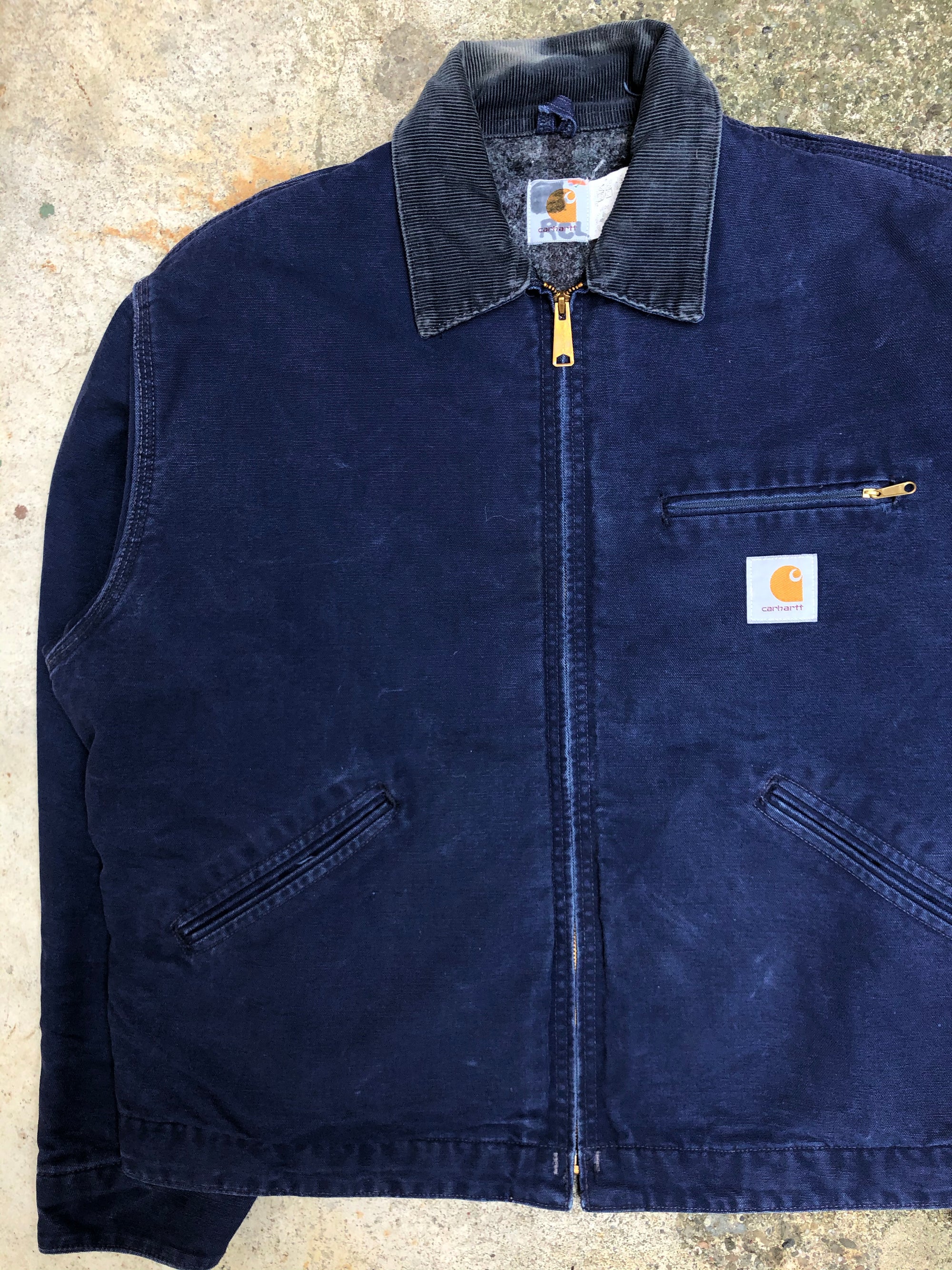 1990s Carhartt Navy Blue Lined Work Jacket (L/XL)