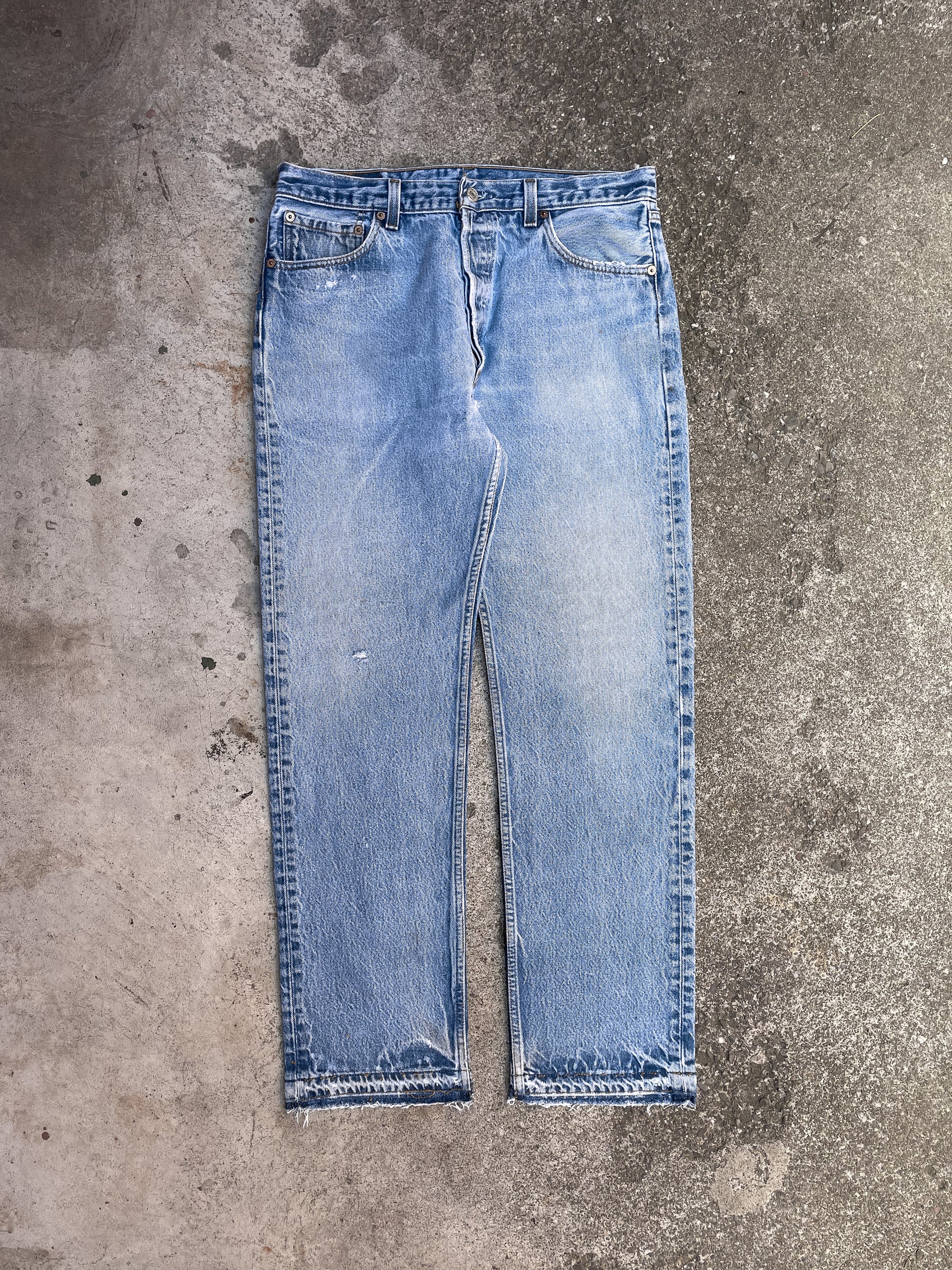 1990s Levi’s Faded Blue 501 Released Hem (33X31)