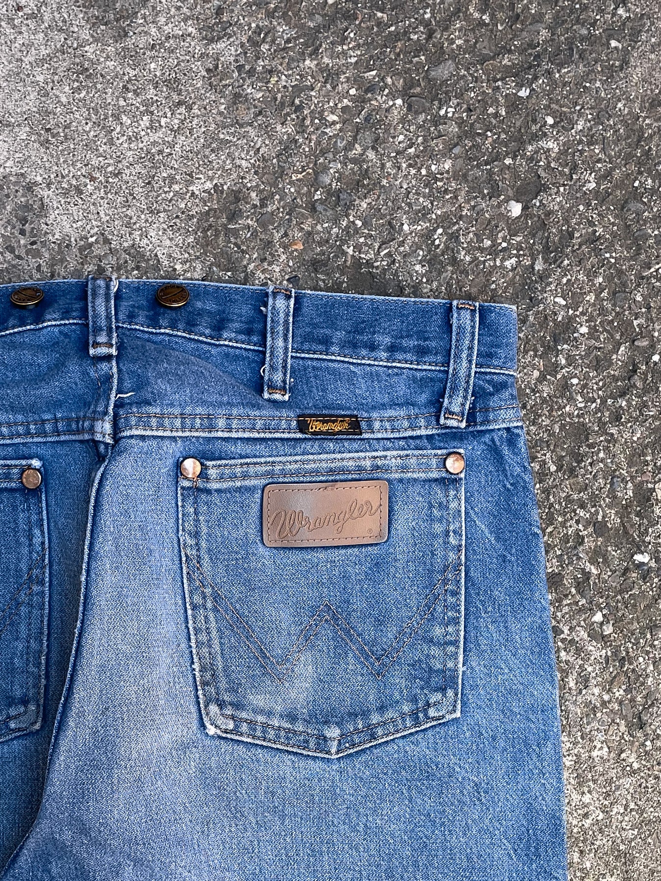 1990s Wrangler Patched Dirty Blue Denim (32X30)