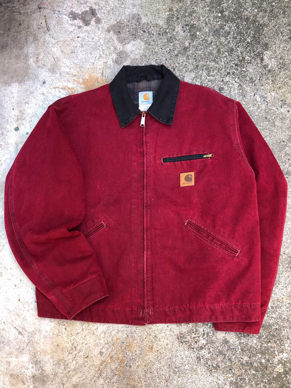 1990s Carhartt Crimson Red Lined Work Jacket (XL)