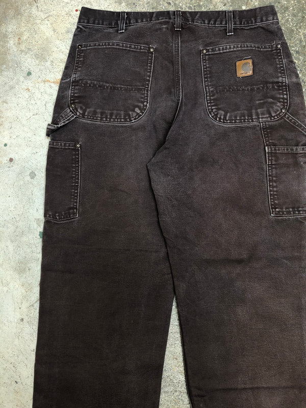 Carhartt B136 Dark Brown Double Front Knee Work Pants (33X29)