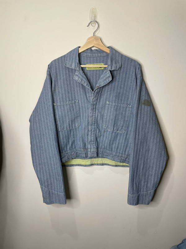 1970s Faded HBT Cropped Coverall Jacket (M/L)