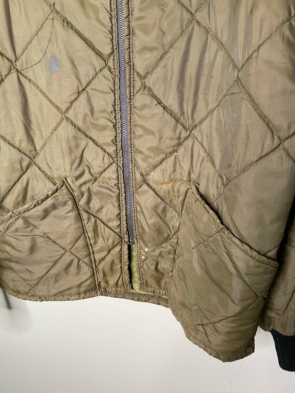 1980s Olive Quilted Liner Jacket Talon Zip