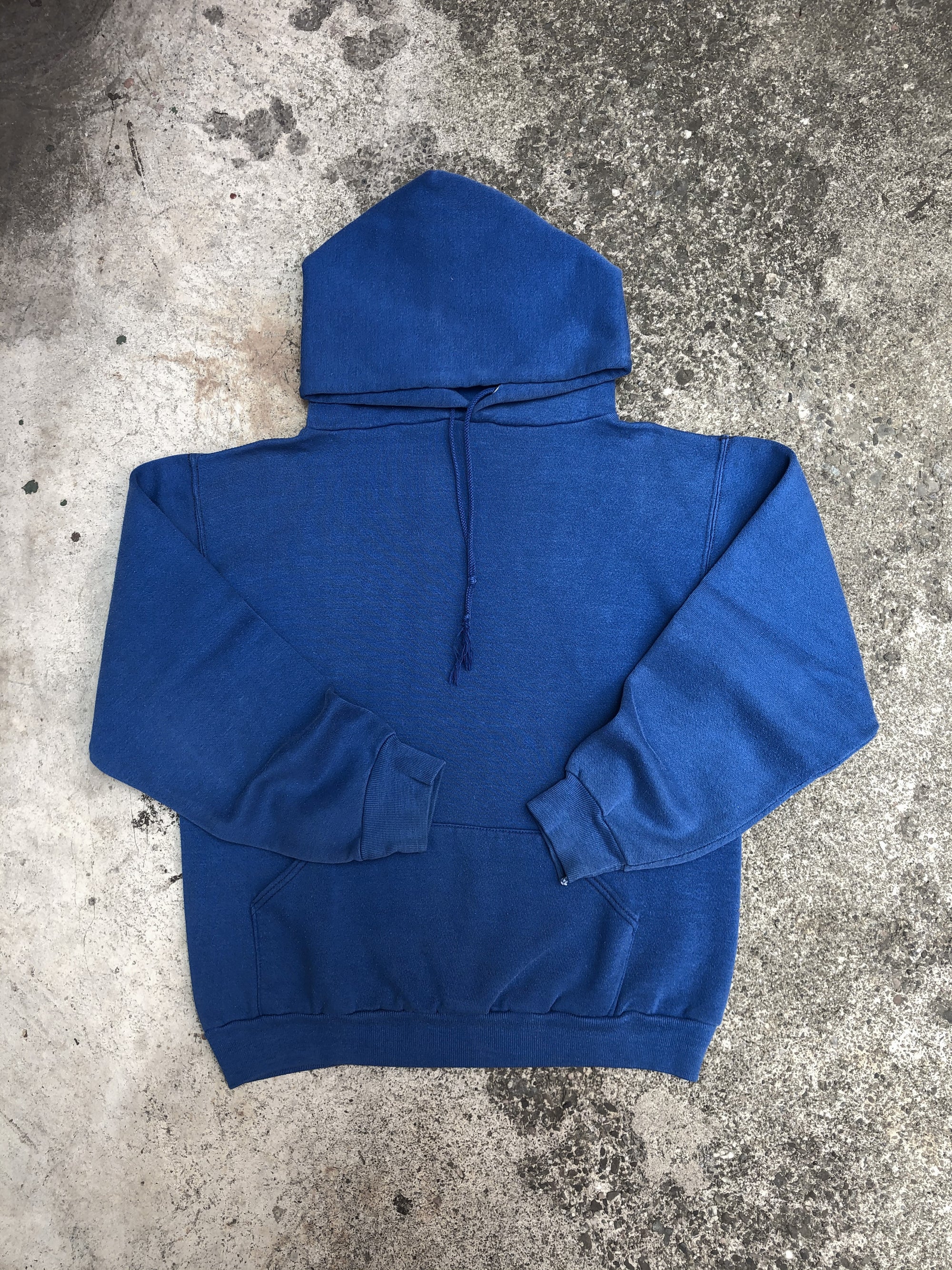 1970s Russell Faded Blue Blank Hoodie (S/M)