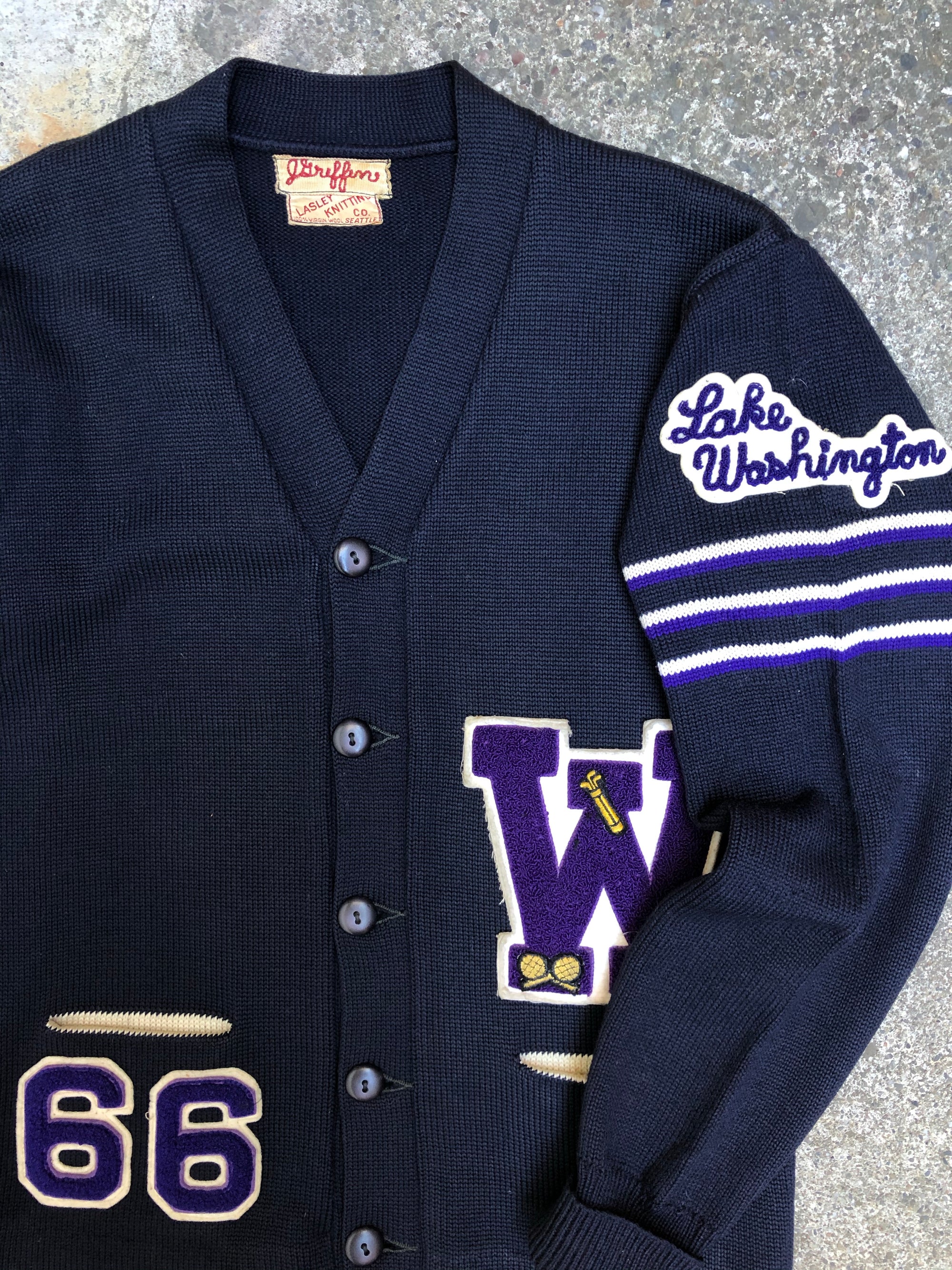 1960s “Lake Washington” Chain Stitch Varsity Letterman Cardigan